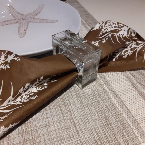 Two's Company NYC Lucite square napkin rings - set of (6) - Picture 1 of 7